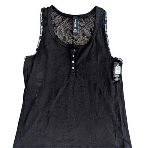 Bebe Black Tank Top with Button Accents